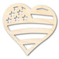 Unfinished Wood American Heart Flag Shape - USA Craft - up to 46"