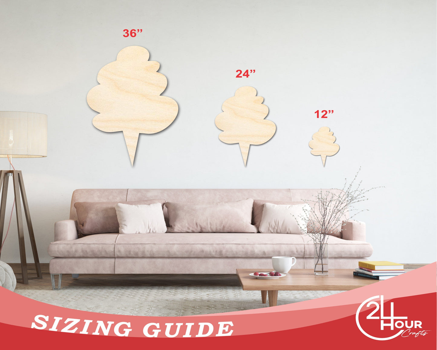 Unfinished Wood Cotton Candy Shape - Craft - up to 46"