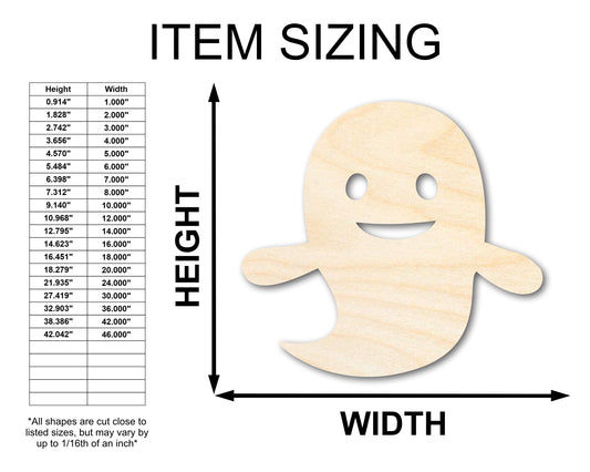 Unfinished Wood Cute Ghost Shape - Craft - up to 46"