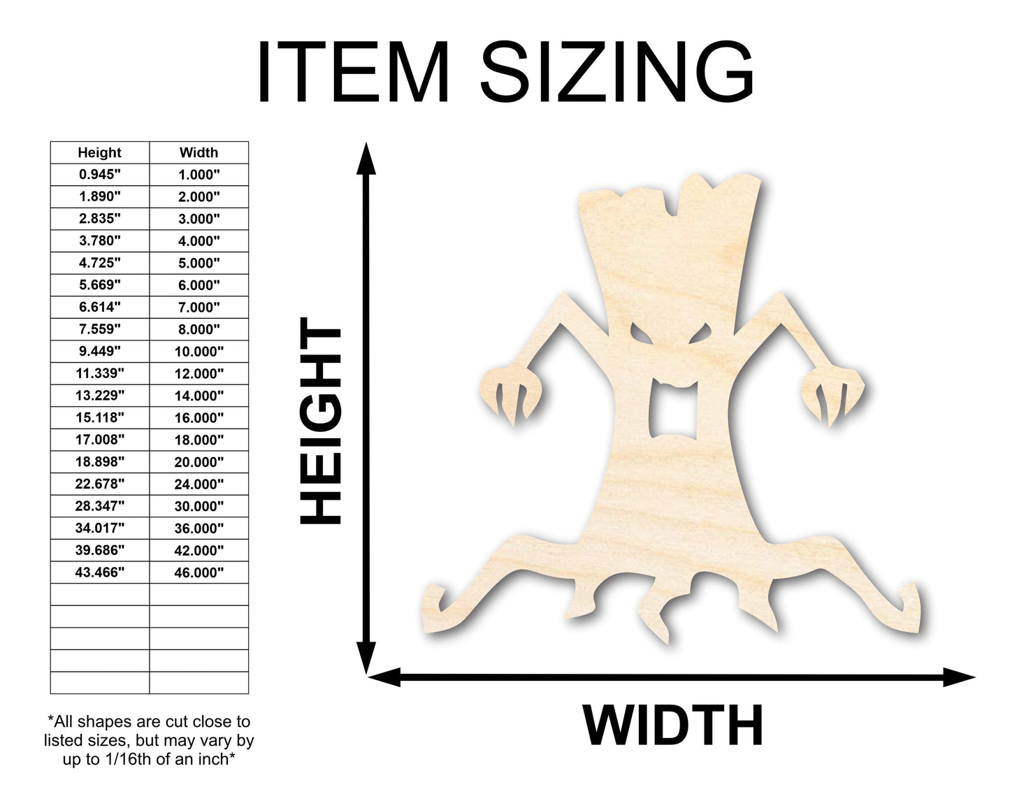 Unfinished Wood Scary Tree Shape - Craft - up to 46"