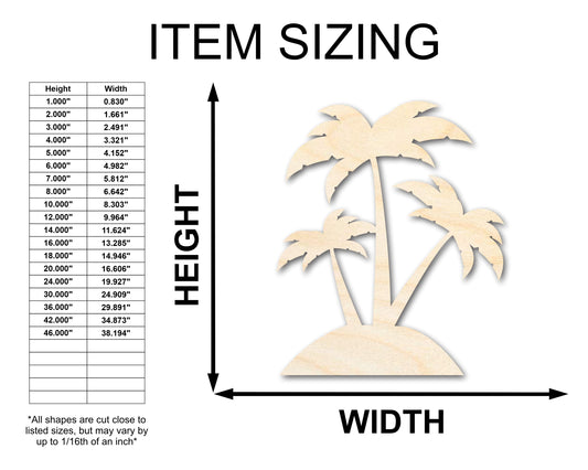 Unfinished Wood Palm Trees Shape - Craft - up to 46"