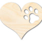 Unfinished Wood Pawprint Heart Shape | Valentine's Day | Pet | DIY Craft Cutout | Up to 46"