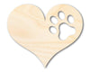 Unfinished Wood Pawprint Heart Shape | Valentine's Day | Pet | DIY Craft Cutout | Up to 46"