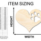 Unfinished Wood Pawprint Heart Shape | Valentine's Day | Pet | DIY Craft Cutout | Up to 46"