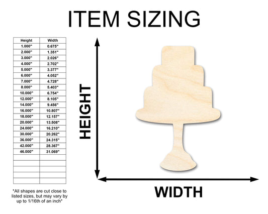 Unfinished Wood Tiered Cake Shape - Craft - up to 46"