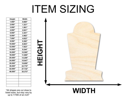 Unfinished Wood Tombstone Shape - Craft - up to 46"