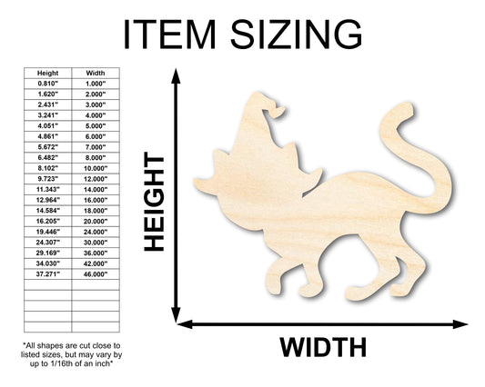 Unfinished Wood Wizard Cat Shape - Craft - up to 46"