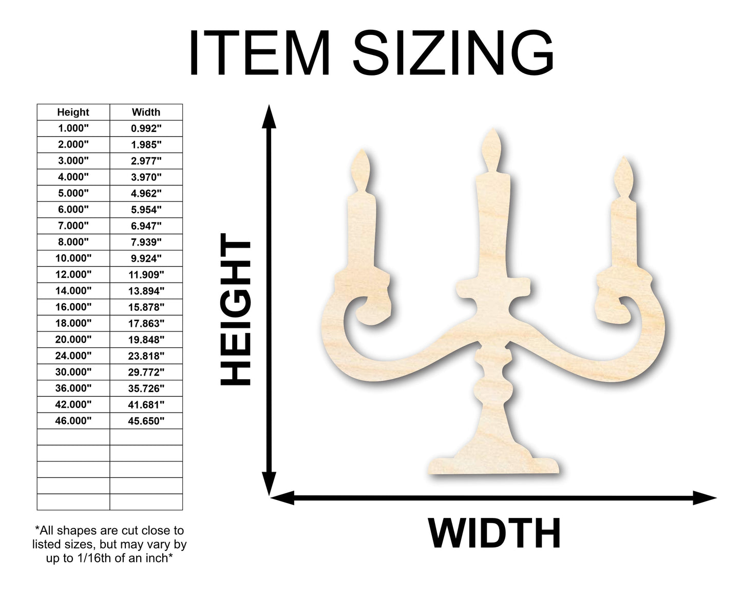 Unfinished Wood Candelabra Shape - Craft - up to 46"