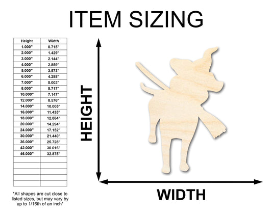 Unfinished Wood Witch Dog Shape - Craft - up to 46"