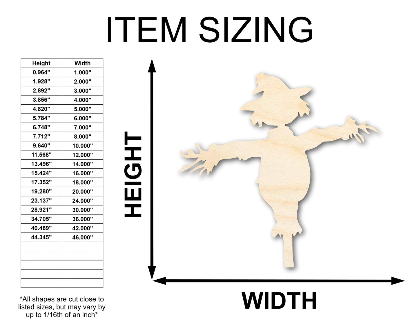Unfinished Wood Scarecrow Shape - Craft - up to 46"