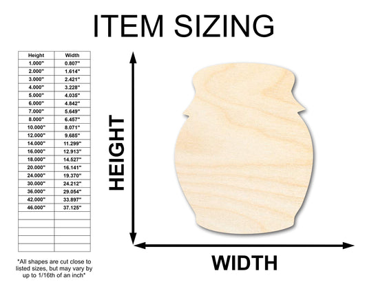 Unfinished Wood Country Jar Shape - Craft - up to 46"