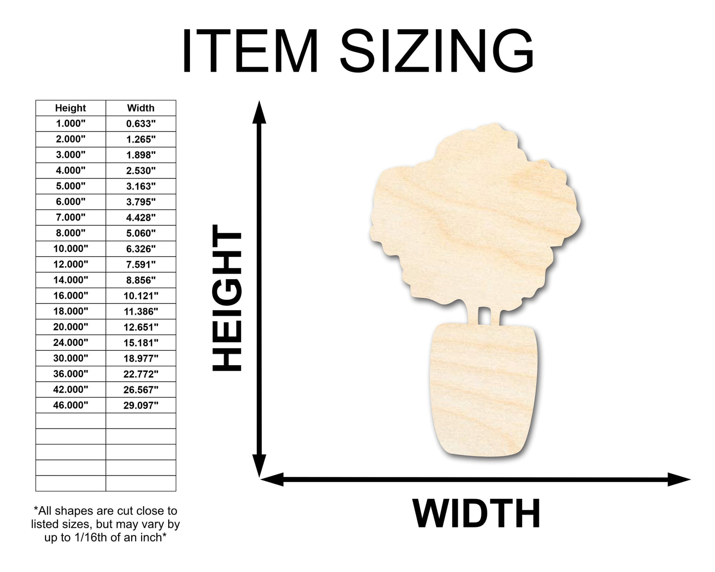 Unfinished Wood Table Flowers Shape - Craft - up to 46"