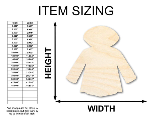 Unfinished Wood Raincoat Shape - Craft - up to 46"
