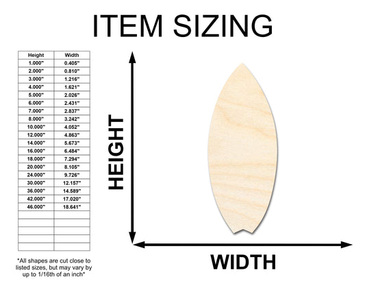 Unfinished Wood Fishtail Surfboard Shape | Ocean Craft Cutout | up to 46" DIY