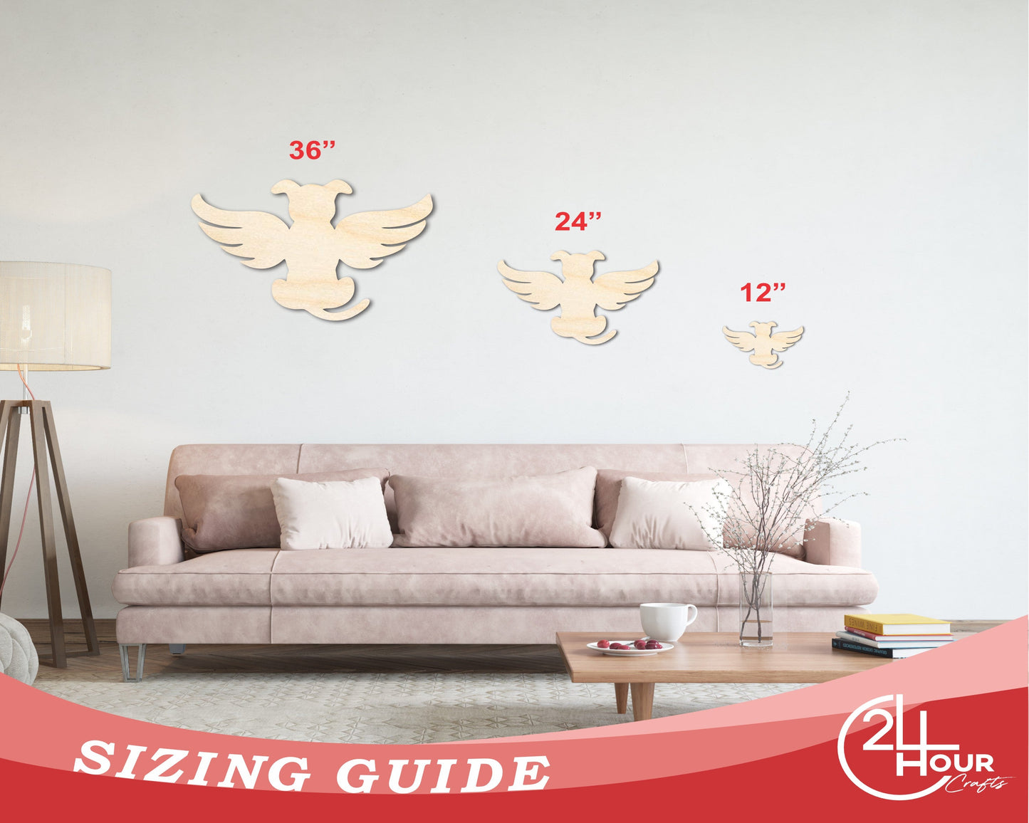 Unfinished Wood Angel Dog Shape - Pet Craft - up to 46"