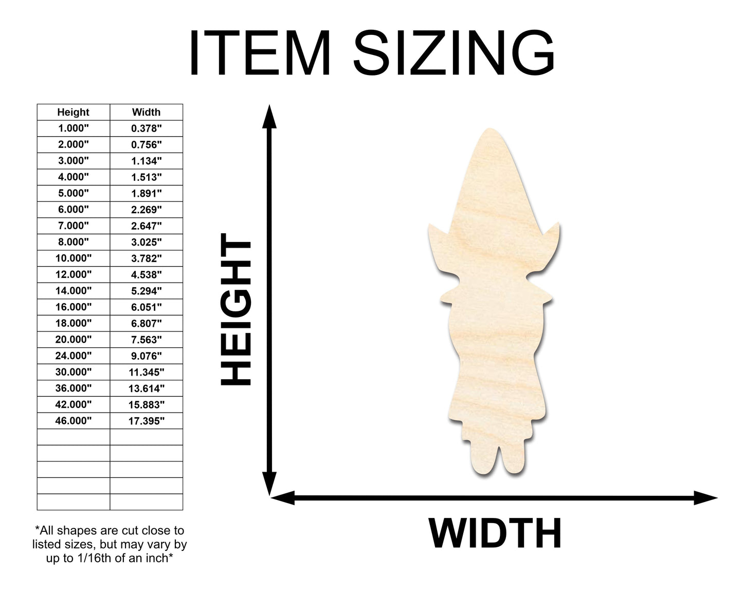 Unfinished Wood Santa Elf Shape - Craft - up to 46"