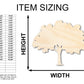 Unfinished Wood Oak Tree Shape - Craft - up to 46"