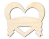 Unfinished Wood Bannered Heart Shape - Craft - up to 46"