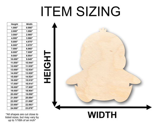 Unfinished Wood Baby Penguin Shape - Craft - up to 46" DIY