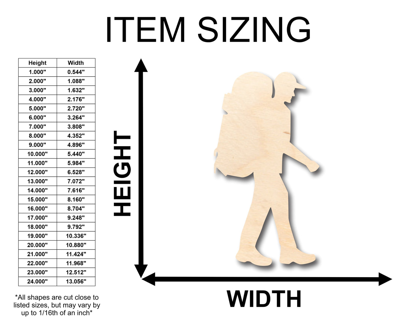 Unfinished Wood Boy Hike Shape - Craft - up to 46" DIY