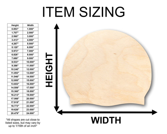 Unfinished Wood Plain Swim Cap Shape - Craft - up to 46" DIY