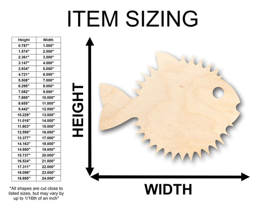 Unfinished Wood Puffer Fish Shape - Craft - up to 46" DIY
