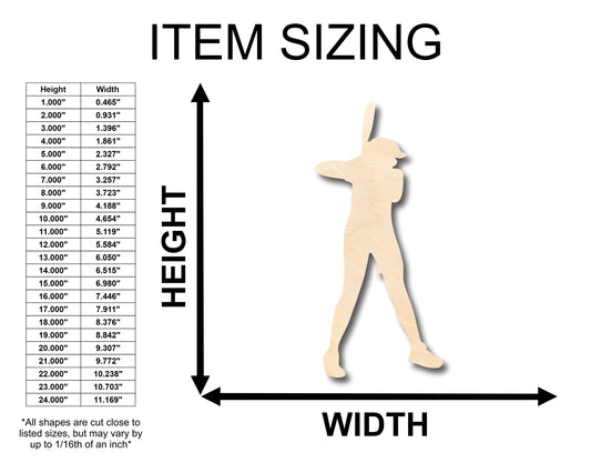 Unfinished Wood Softball Batter Shape - Craft - up to 46" DIY