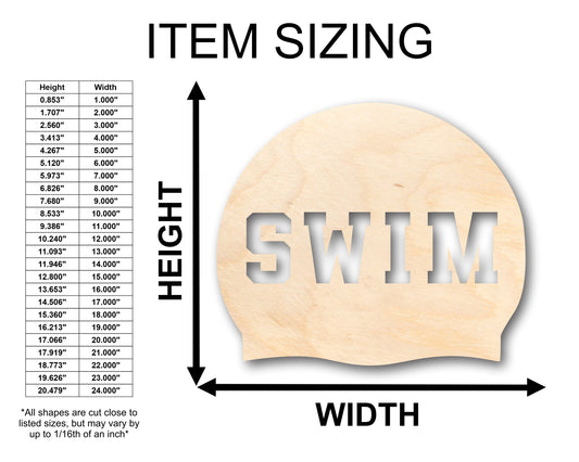 Unfinished Wood Swim Cap Shape - Craft - up to 46" DIY