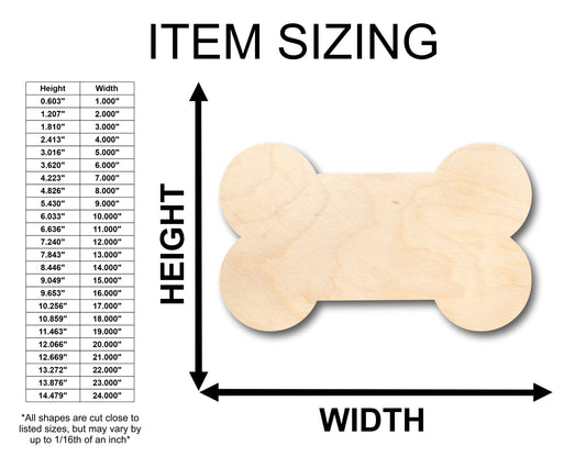Unfinished Wood Thick Bone Shape - Craft - up to 46" DIY