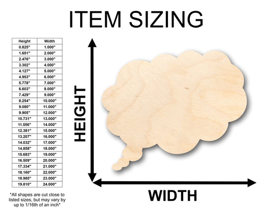 Unfinished Wood Thought Bubble Shape - Craft - up to 46" DIY