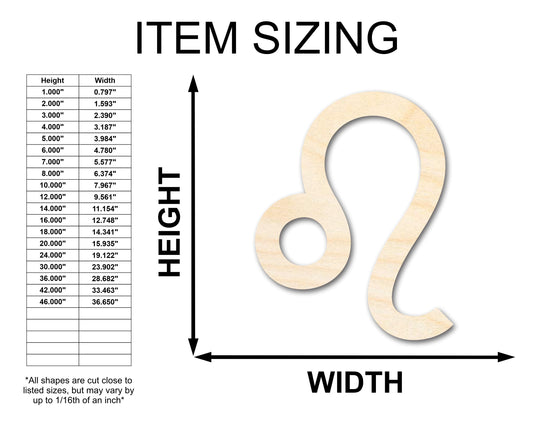Unfinished Wood Leo Sign Shape - Zodiac Craft - up to 46"
