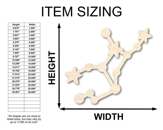 Unfinished Wood Virgo Constellation Shape - Zodiac Craft - up to 46"