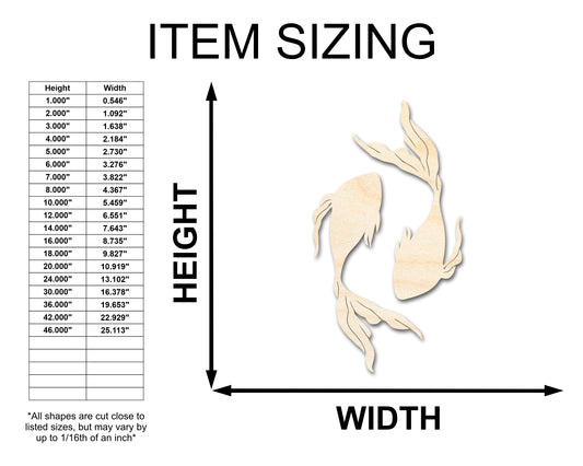 Unfinished Wood Pisces Fish Shape - Zodiac Craft - up to 46"