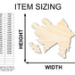 Unfinished Wood Azerbaijan Country Shape - Eastern Europe Craft - up to 46" DIY