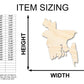 Unfinished Wood Bangladesh Country Shape - South Asia Craft - up to 46" DIY