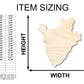 Unfinished Wood Burundi Country Shape - East Africa Craft - up to 46" DIY
