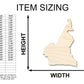 Unfinished Wood Cameroon Country Shape - Central Africa Craft - up to 46" DIY