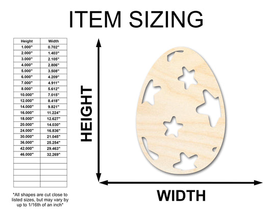 Unfinished Wood Starry Egg Shape - Easter Craft - up to 46" DIY