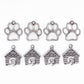 Silver Dog Paws and Houses 8pc Charm Set