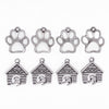 Silver Dog Paws and Houses 8pc Charm Set