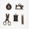 Vintage Sewing Charms in Antique Gold 5pc
