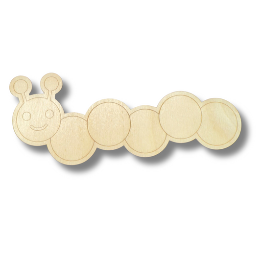 Unfinished Wood Etched Caterpillar Shape | Paint By Line Crafts | up to 30" DIY