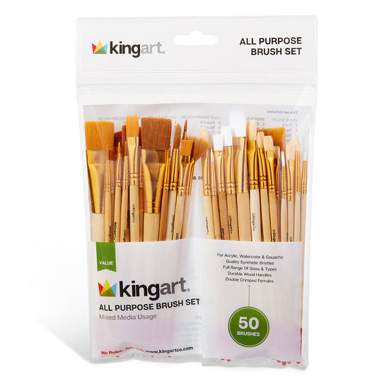 Studio Golden & White Nylon Brush Set - 50 Pieces