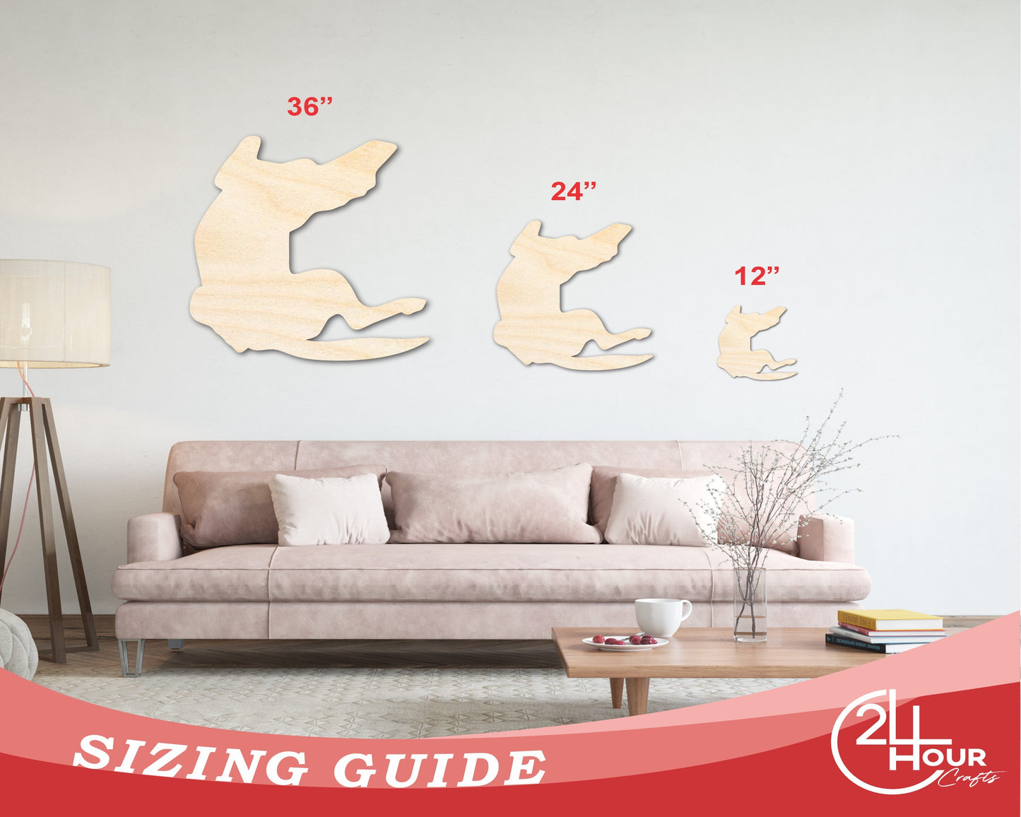 Unfinished Wood Belly Rubs Dog Silhouette | DIY Dog Craft Cutout | up to 46" DIY