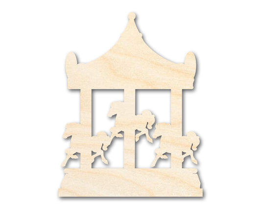 Unfinished Wood Merry-Go-Round Shape | Carousel Craft | Amusement Park | Craft Cutout | up to 46" DIY
