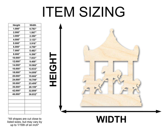 Unfinished Wood Merry-Go-Round Shape | Carousel Craft | Amusement Park | Craft Cutout | up to 46" DIY