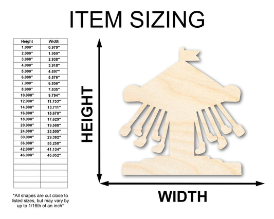Unfinished Wood Swings Ride Shape | Amusement Park | Craft Cutout | up to 46" DIY