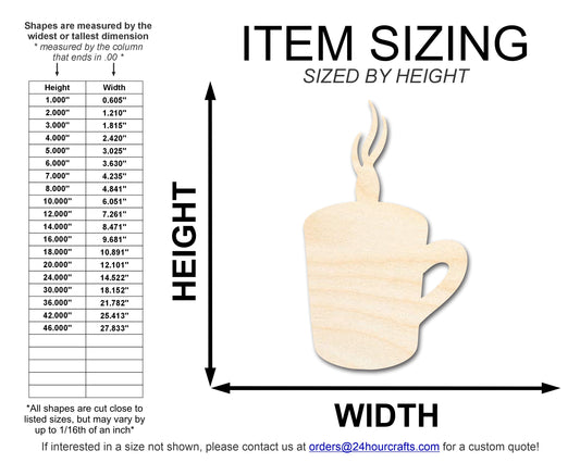 Unfinished Steamy Mug Shape | Craft Cutout | up to 46" DIY