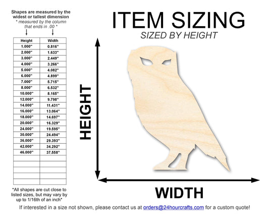Unfinished Wood Spooky Owl Shape | Craft Cutout | up to 46" DIY