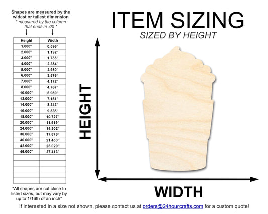 Unfinished Whipped Latte Shape | Craft Cutout | up to 46" DIY